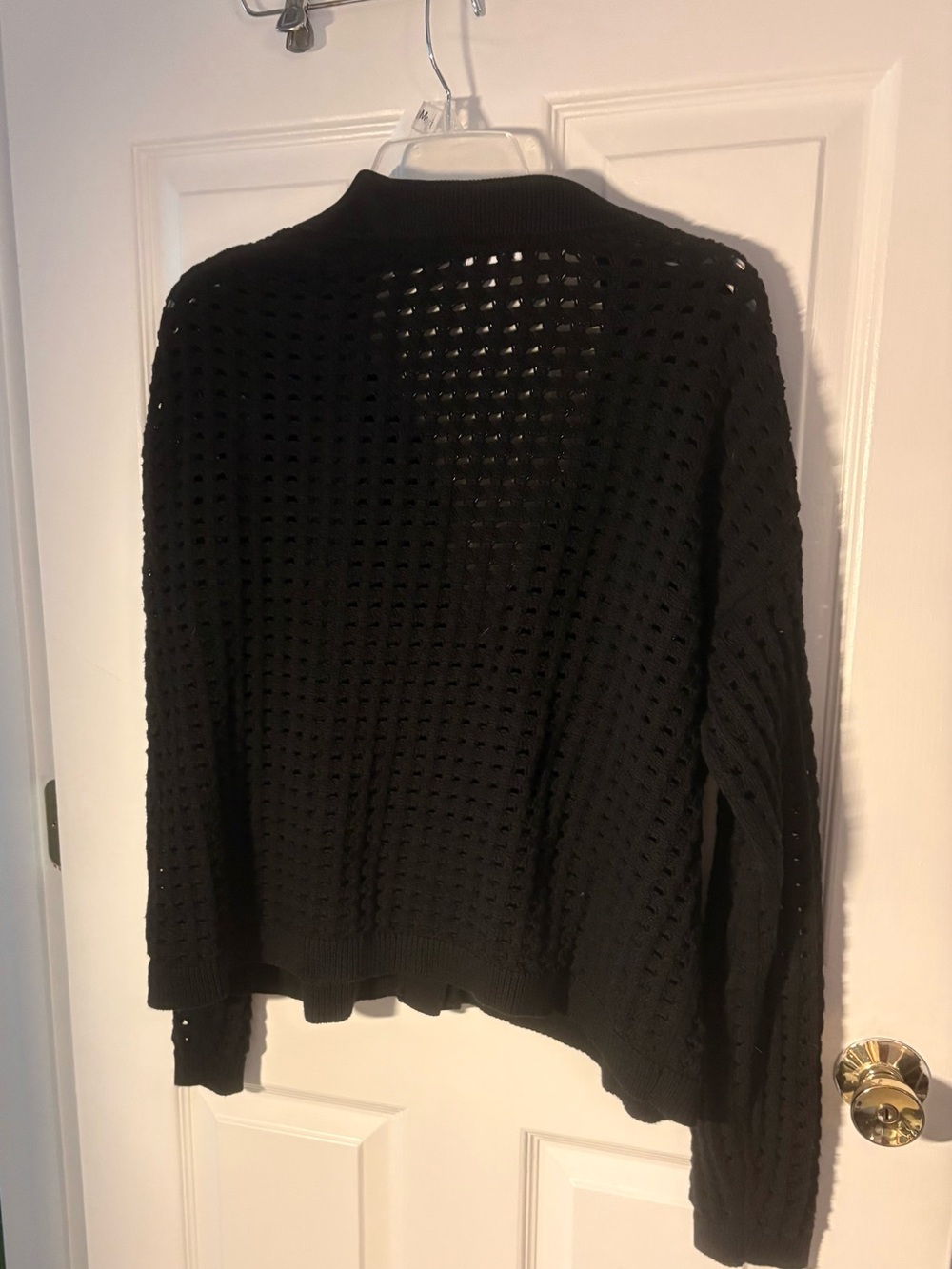 J. Jill Black Open-Weave Cardigan Sweater